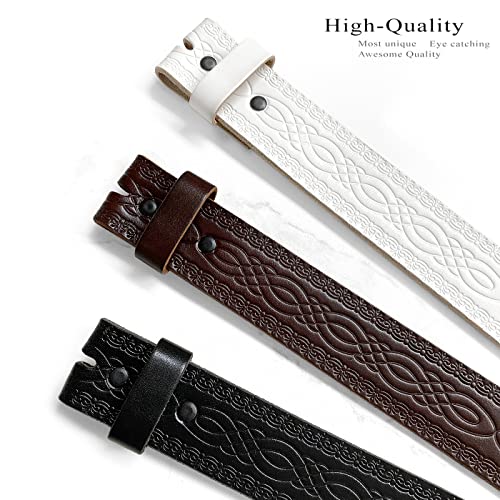 BS085 Genuine Full Grain Engraved Embossed Leather Belt Strap with Snaps on 1-1/2"(38mm) Wide (Black, 32) - Thumbnail 3