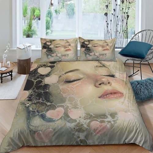 Housse de couette fille ado 140x200 parure de lit respirante effet 3D - 4