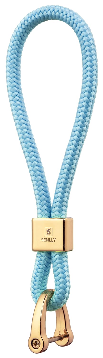 Senlly Unisex 108 Sky Blue Car Keychain Holder, Original Minimalist Design Finger Lanyard Strap For Key Fob