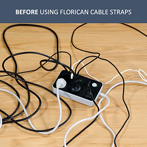 FLORICAN Cable Organiser, Cord Management System for PC, TV, Home Theater, Speaker & Cables, Reusable Cable Organizer for Desk, WFH Accessories, Reusable Cable Ties Strap (15 Pcs) 5