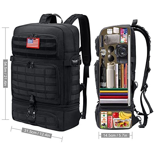 Bertasche Lunch Backpack For Men, 15.6 Inch Laptop Backpack For Work College Travel Camping Tactical Molle Daypack, Black #TOP1