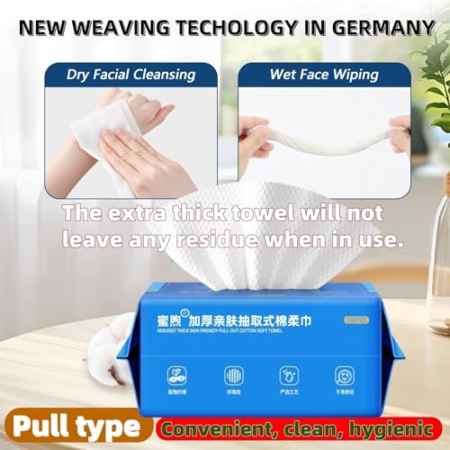 Image of MIXUISEE thick and soft face towels,Face towel disposable,100% cotton towel | Cotton fibers do not shed,Super thick 130%,Makeup removal and cleaning,Suitable for sensitive skin.(300 pieces)