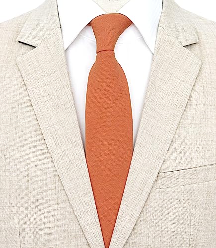 Image of BELLUNO Men's 2.5 inch Skinny Solid Cotton Linen Ties