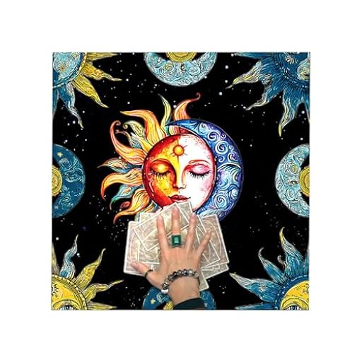 THXFUNAREA Tapete para Tarot y Cartas del Oráculo de Alta Calidad, Mantel de Lectura con Diseño de Luna y Sol, Alfombrilla de Altar para Cartomancia y Péndulo, Superficie Antideslizante | Ya disponible en tu tienda friki favorita! En mundofriki.es!