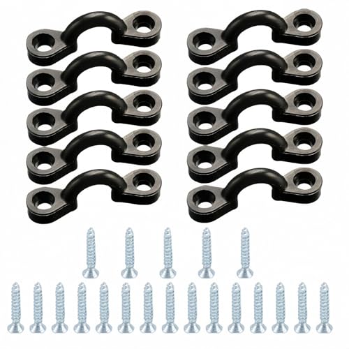 Chinshwehaw Kayak Deck Hardware Kit: 10 Hump Bungee Hooks + 20 Stainless Screws w/Storage Box, Non-Slip Nylon Base for Canoe SUP Accessories (Replacement Parts)