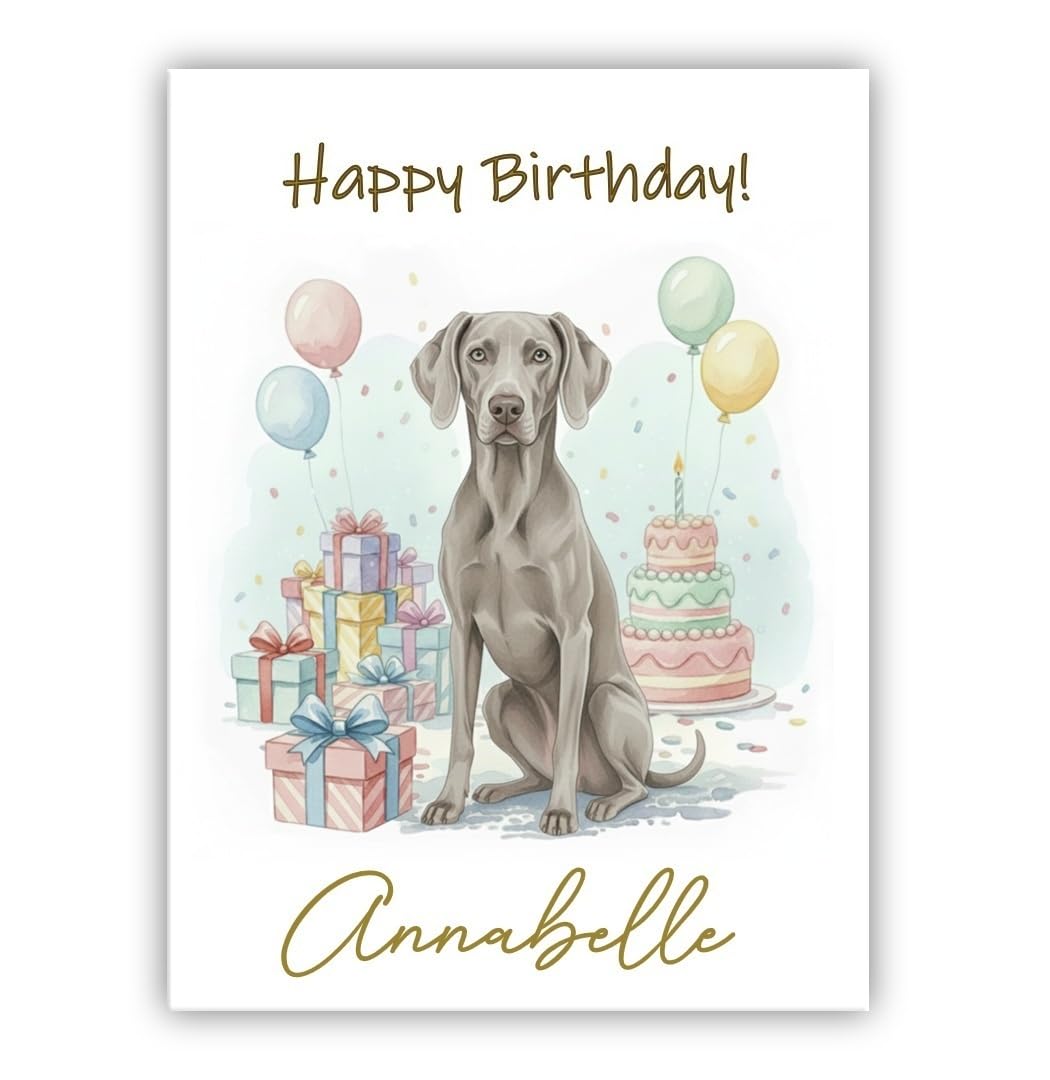 Personalised Birthday Card From the Dog – Add Any Name – Multiple Breeds Available – Dogs Lover Gift (• Weimaraner)