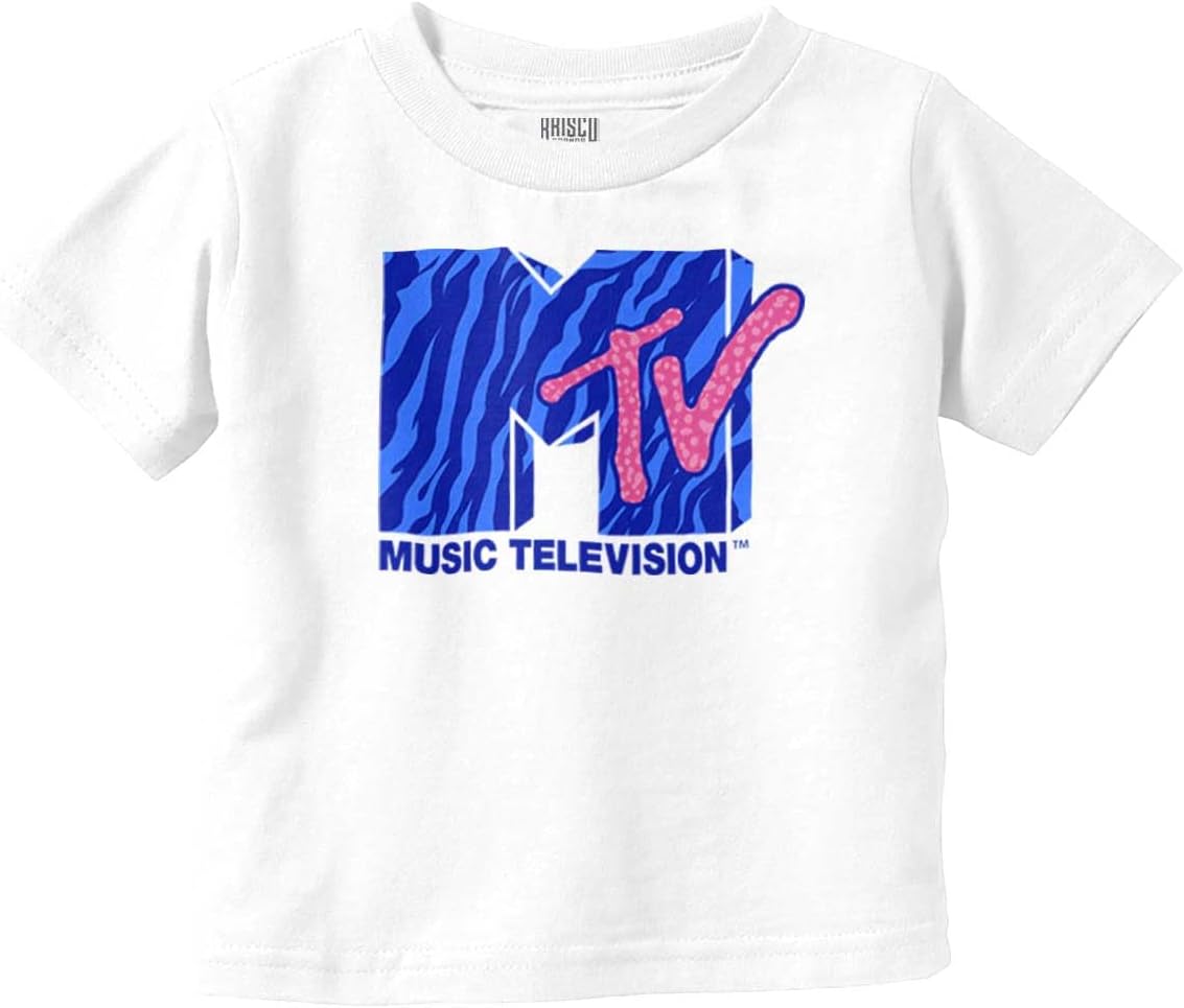 Retro MTV Tiger Stripe Print Logo Youth T Shirt Tee Girls