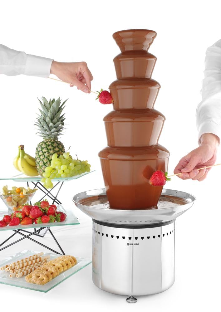 HENDI Fontaine à chocolat 5 niveaux, capacité : jusqu'à 6 kg, 230 V / 265 W, Ø330x(H)700 mm, acier inoxydable