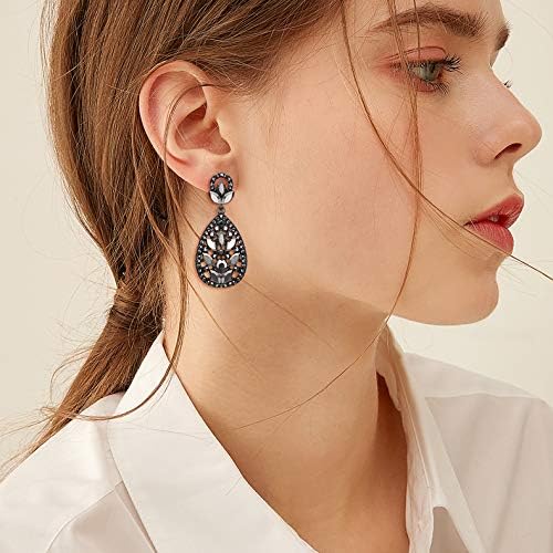 EleQueen Women's Wedding Bridal Austrian Crystal Bohemia Teardrop Chandelier Dangle Earrings - Image 4