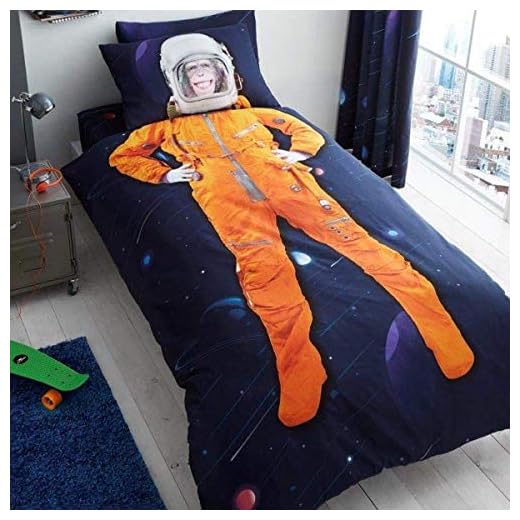 GAVENO CAVAILIA Space Chimp UK Parure de lit simple et double housse de couette et taie d'oreiller