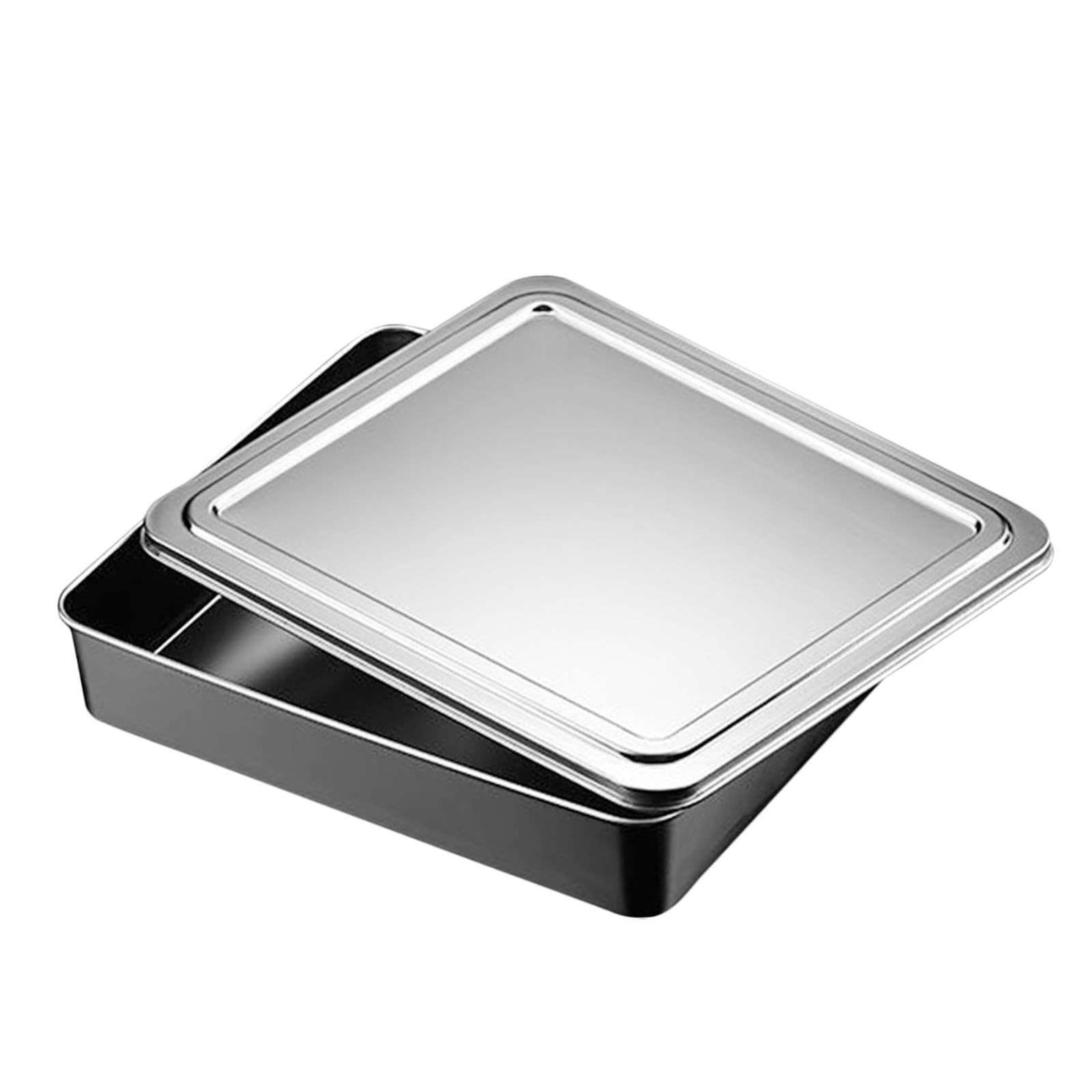 BESPORTBLE Teglia Rettangolare in Acciaio Inox Antiaderente con Coperchio, Grande Capacità per Conservare Cioccolato e Preparare Tiramisù