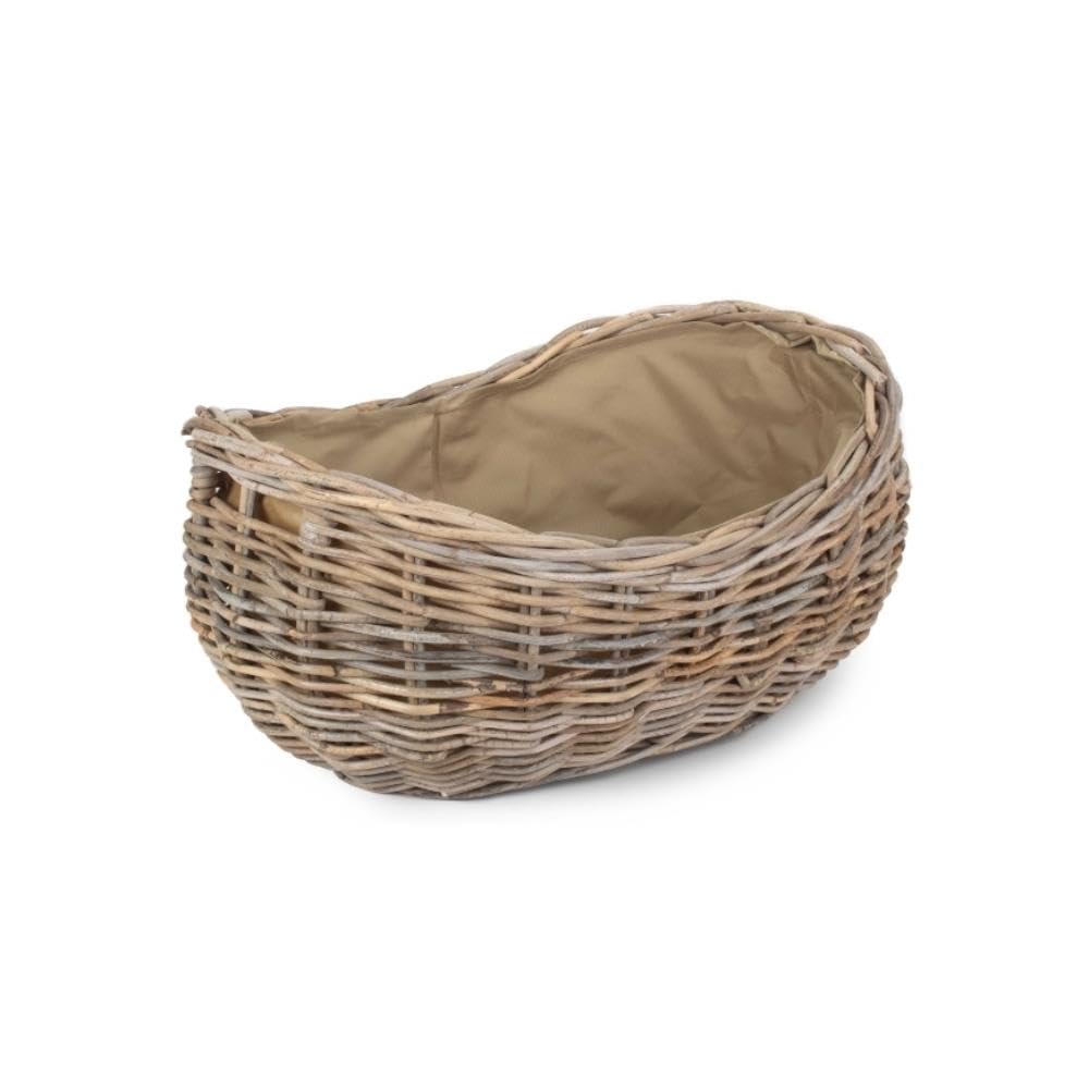 Red Hamper Ra026/2 Rattan Large Boat Shaped Rattan Log Basket With Hessian Lining from B&Q