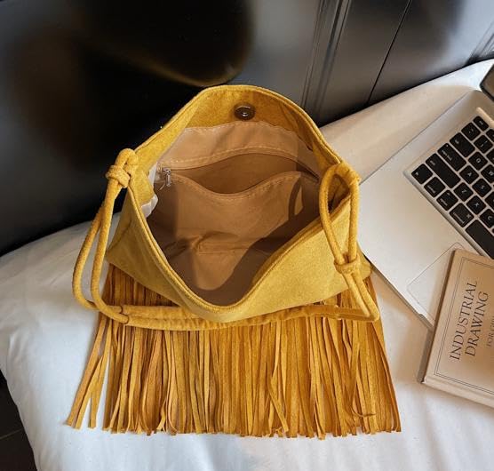 Small Crossbody Hobo Bags for Women Suede Boho Fringe Purse Underarm Satchels Shoulder Bag Vegan Western Country Purse 20254
