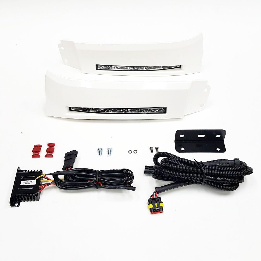 LEDIN Compatible For 2007-2013 Toyota Tundra Sequoia Front Bumper Filler Panel LED DRL Fog Lights with Bezel Wire Harness