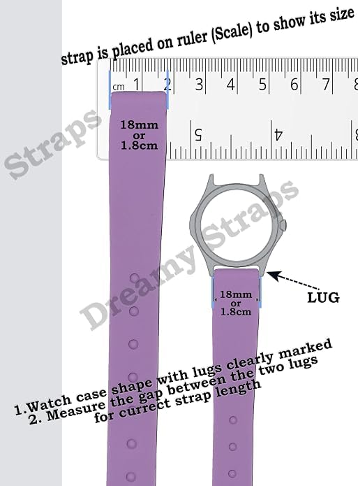 Image of DREAMY DESIGNS 18mm Soft Silicone Waterproof Breathable Watch Strap Metal Buckle Replacement for Men & Women - PACK OF 1