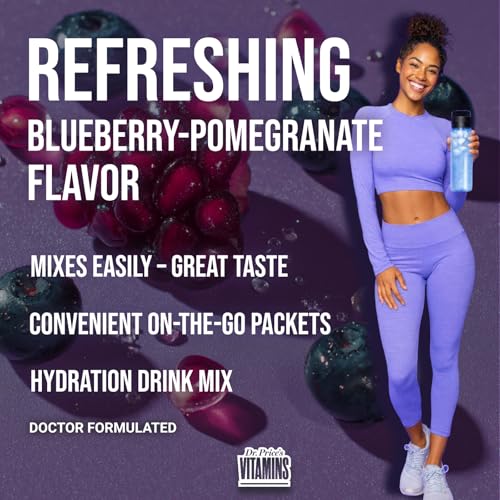 Image of Dr. Price's Electrolytes Hydration Powder Packets - Blueberry Pomegranate, 30 Packs | Sugar Free Electrolyte Drink Mix, 72+ Trace Minerals, Manganese | Keto, Vegan, Doctor-Formulated, Made in USA