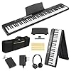 STRICH 88 Key Digital Piano Foldable Full Size Electric Keyboard with Semi-Weighted Sensitive Keys, Portable Electric Piano Set for Beginner, Bundle with Sustain Pedal, Headphones, Music Rest, SEP-88F