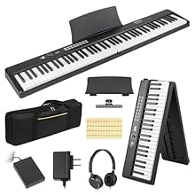 【Full-Size 88 Keys】This portable 88-key keyboard offers a smooth, responsive touch with enhanced sensitivity and accuracy. Designed for beginners, adults, and teens, it delivers a full-size playing experience that supports proper technique and long-t...