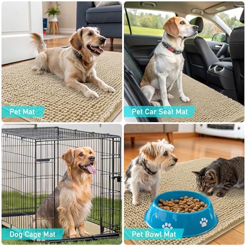 OLANLY Tapete de porta de cachorro para patas enlameadas 61 x 40 cm, absorve umidade e sujeira, tape