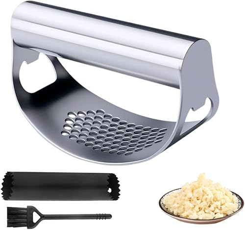 Prensa de ajo mejorada 2025 de acero inoxidable, prensa de ajo, mecedora profesional de cocina, picadora de ajo, trituradora de ajo, herramienta de