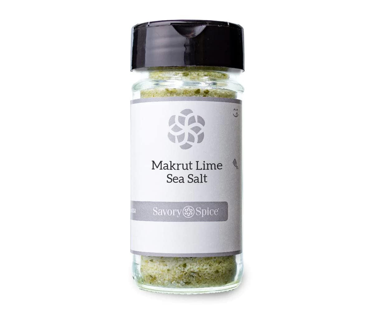Savory Spice Makrut Lime Sea Salt - Lime-Infused Seasoning Salt with Makrut Lime Leaves (1 Cup Bag - Net: 5.3 oz)