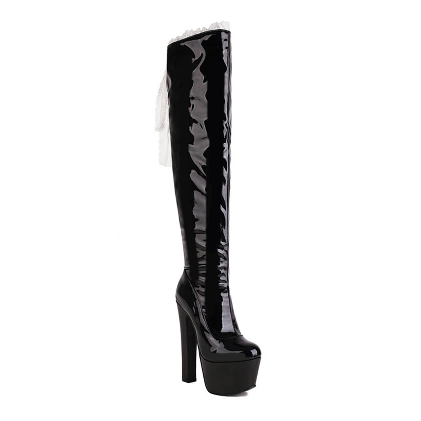 16CM/6.29IN über dem Knie Stiefel Dicke Ferse Dicke Sohle Sexy High Heels Party Schuhe Frauen Große Größe Schuhe
