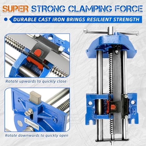 Image of 7 Inch Woodworking Vise, Heavy-Duty Cast Iron Wood Working Vise Quick Release Lever for Workshop and Home Use