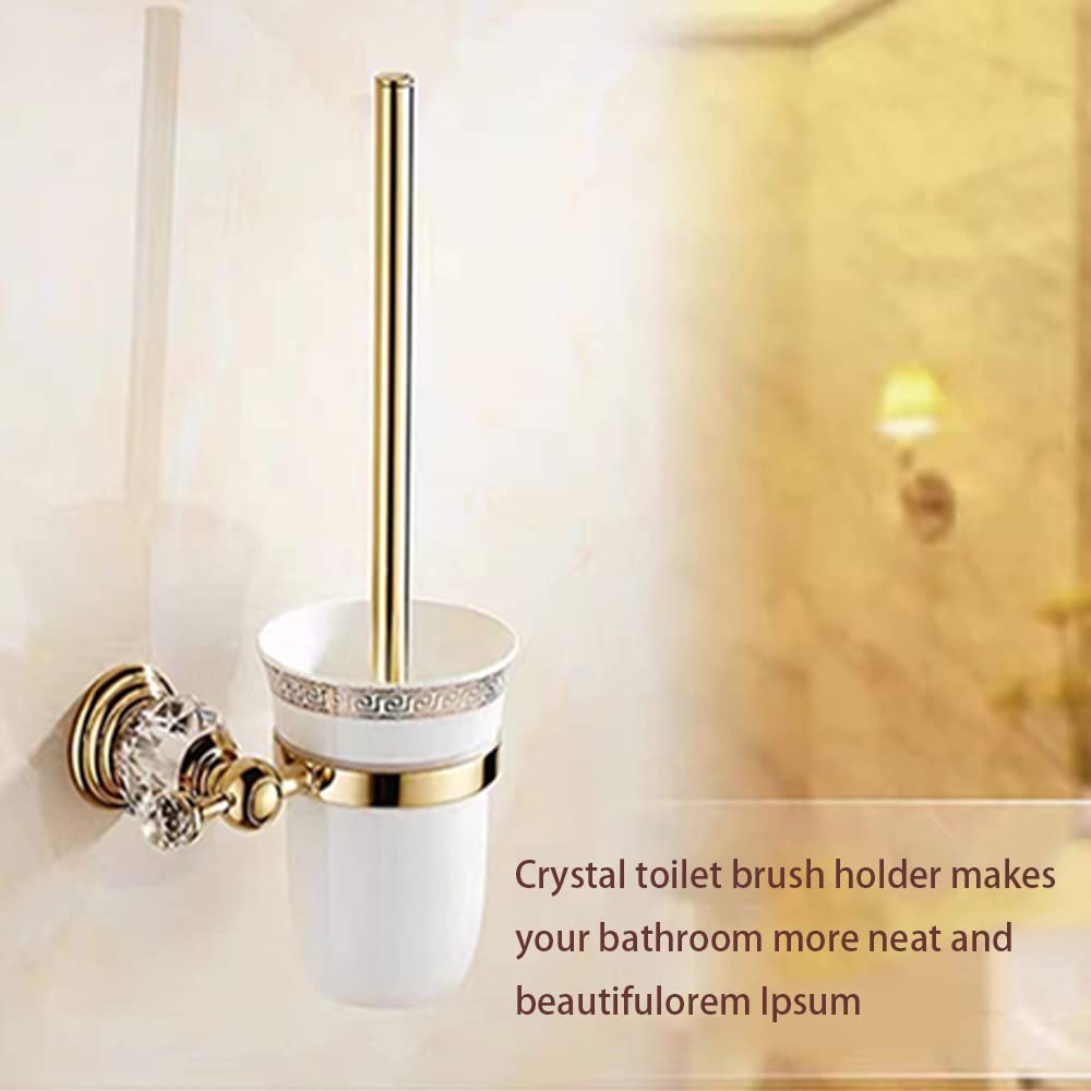 Crystal Toilet Brush Holder, Stainless Steel Toilet Bowl Cup Set