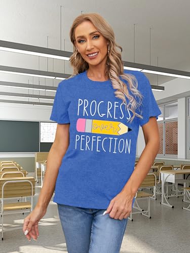 Teacher Shirt for Women Teach Teaching Tshirt Progress Over Perfection Teacher Tee Top4