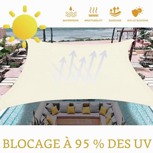 Voile d'ombrage rectangulaire 4x6m toile imperméable pour terrasse - 3