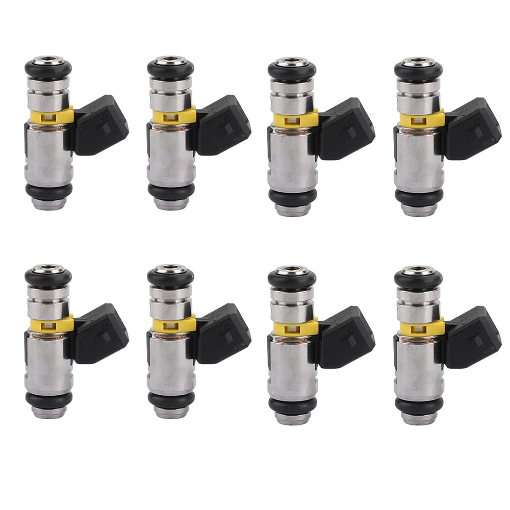 Riloer 8pcs motor de reemplazo de inyectores de combustible, compatible con HArley Davidson Fiat MArine Mercruiser, IWP069 861260T, negro/plata