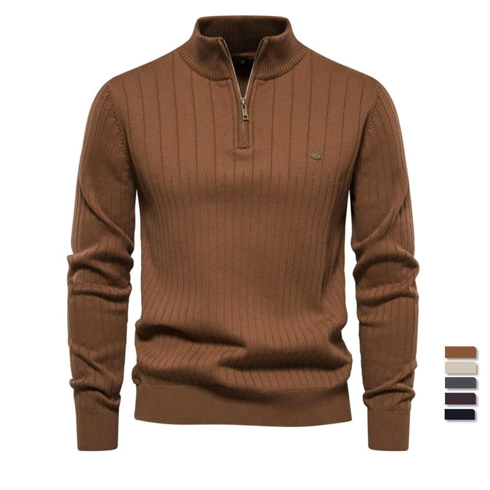 ZBDZSW Autunno Cerniera Pullover Maglioni per gli Uomini Caldo Inverno Collo Stand Cotone Maglione Lavorato A Maglia
