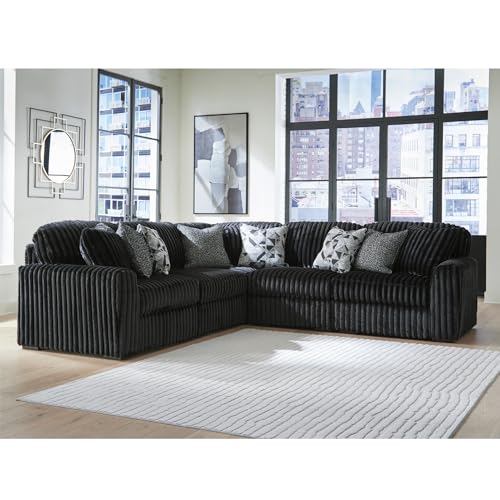 Image of Signature Design by Ashley 5-Piece Jumbo Corduroy Sectional Sofa, Black