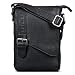 ROYALZ 'Lousiana' Sacoche à Bandoulière Petit Homme Cuir Véritable Sac à MainVintage pour Tablette iPad 9,7 Pouces Messager Besace Sac à l'épaule, Couleur:Noir