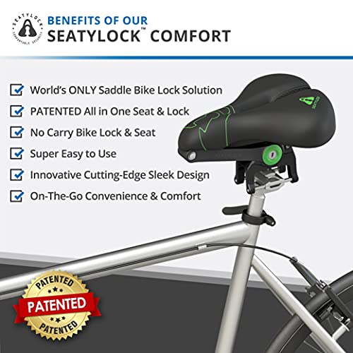 Seatylock Hybrid Saddle Bike Lock - Multi Patent 2 In 1 Locking Bike Seat Doubles As Saddle Or Bicycle Guard - Innovative Lightweight Anti Theft Bike Lock And Saddle With Keys #TOP1