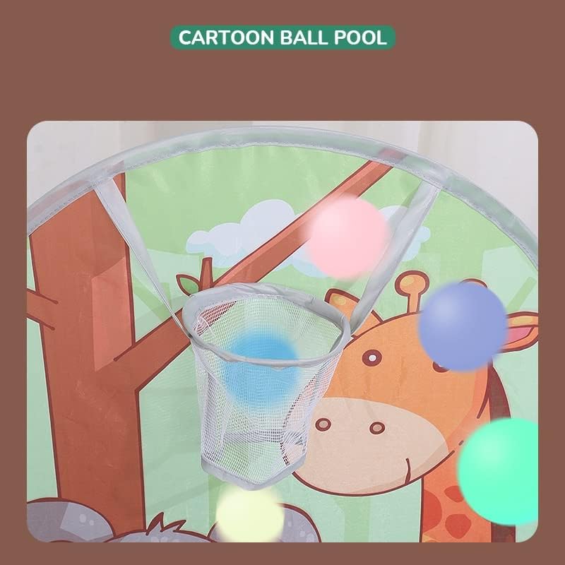 Image of BabyGo Kids Jungle Basketball Ball Pool for Kids, Play Tent House for 2+ Year Old Girls and Boys, Ball Pit for Kid, Spacious, Lightweight, Portable & Easy to Set Up, (Green) (with 30 Balls)