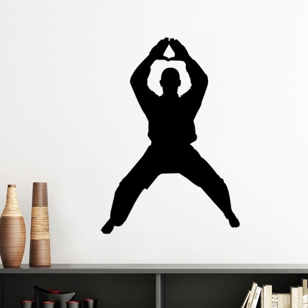 Sticker mural Kung Fu Chinois Shaolin autocollant décoratif amovible noir
