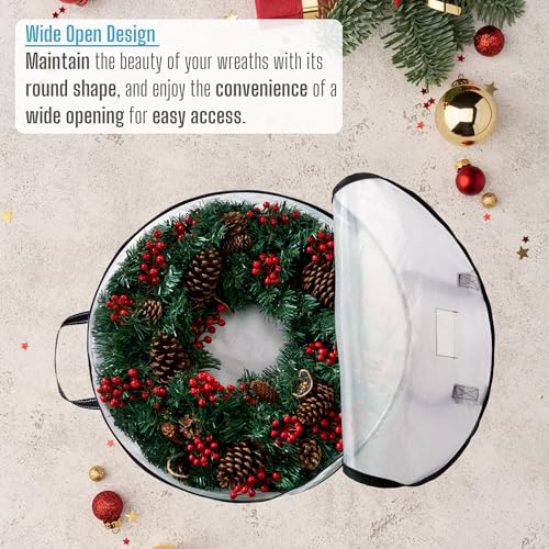 image for VENO 4 Pack Spring Wreath Storage Container, 24 Inch Clear Wreath Bag,