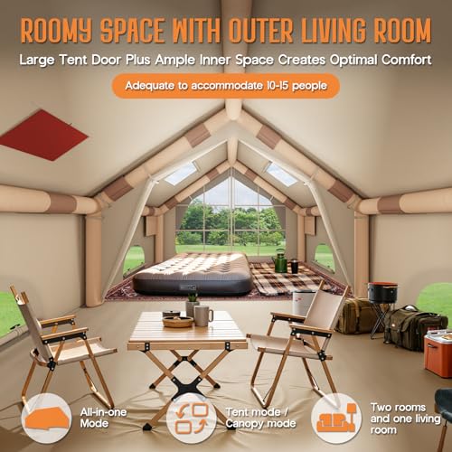 SPECRAFT Carpa Inflable Inflatable Style para Camping, Impermeable, Capacidad 10 Personas, Color Khaki miniatura 3