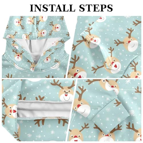 Kids Hoodies Sweaters Christmas Xmas Elk Deer Hooded Sweatshirts with Big Pockets for Boys Girls B04002762