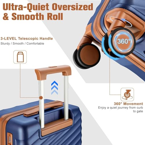 3 Piece Luggage Set with Travel Backpack, 20” PC Hardside Suitcase with Spinner Wheels, Flight Approved Carry On Luggage with YKK Zippers & TSA Lock image 8