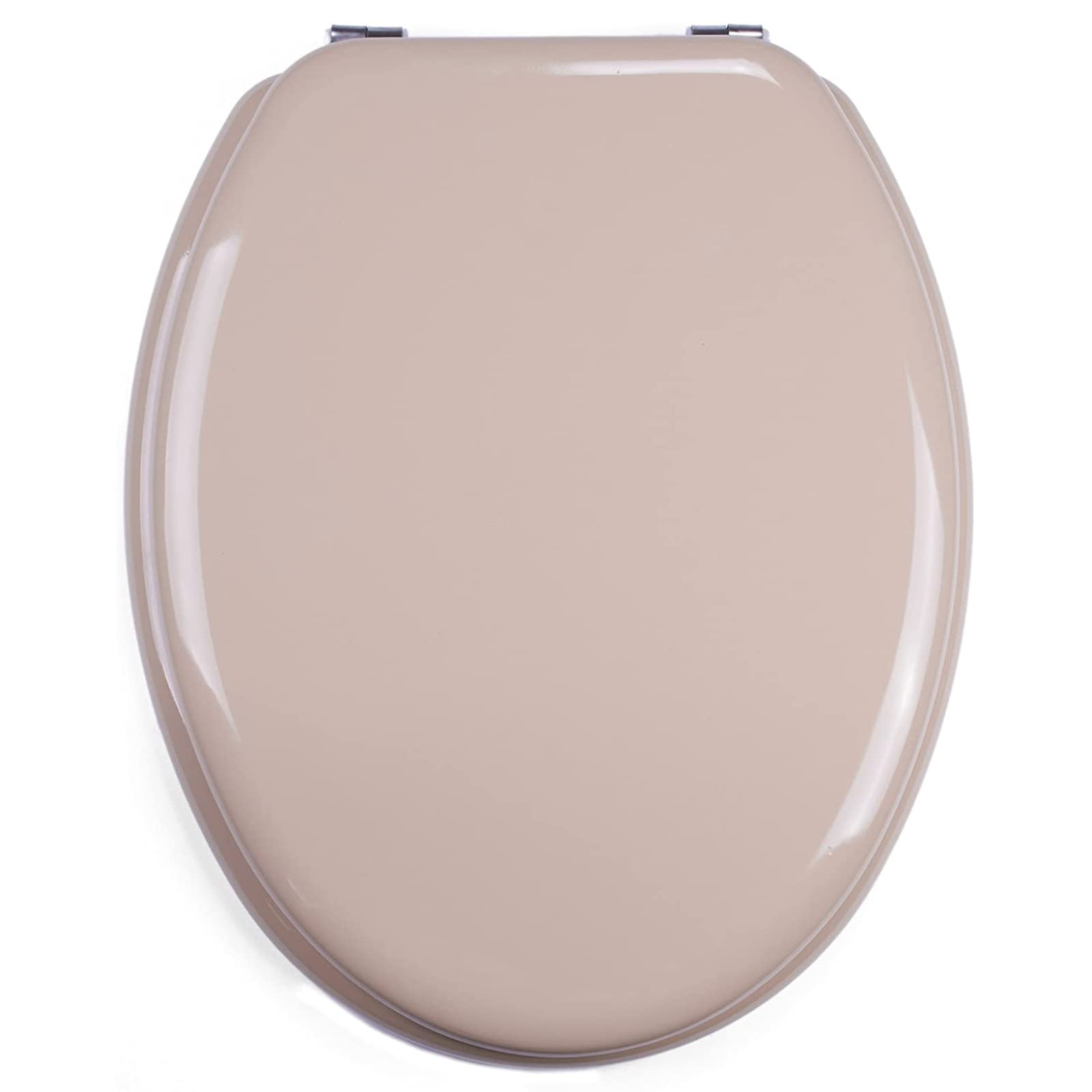 TIENDA EURASIA - Tapa WC Universal Semidura de Madera de Densidad Media, Bisagras de Acero, 43,5 x 37,5 cm, Tapadera Inodoro (Beige)