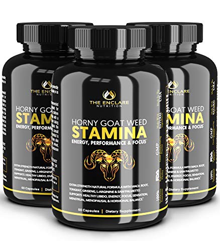 Horny Goat Weed Extract for Men & Women - with Maca Root, L-Arginine, Tongkat, Ginseng, Saw Palmetto. 1000mg Epimedium Icariins. Focus, Stamina, Energy Pills, Performance Supplement (3)