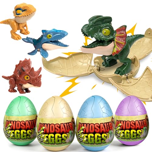 Image of 4 Pack Hatching Dinosaur Eggs for Kids Boys, Travel Toys Essentials for Toddlers Kids Dinosaur Eggs Surprise Birthday Gift Toys for Boys Aged 3 4 5 6 7 8 Year Old Easter Basket Stuffer Gift Girl