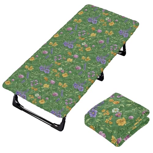 Lavender Flower Flowers Deep Green Toddler Portable Bed Sheet Soft & Comfortable Cot Sheet for Collapsible Toddler Bed for Kids Sleeping Cot 50' x 25' (Bed Not Included)