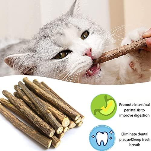 Cat Catnip Sticks, Cat Catnip Toys Natural Matatabi Silvervine Sticks Dental Treats Teeth Grinding Chew toys,Pack of 30 pcs