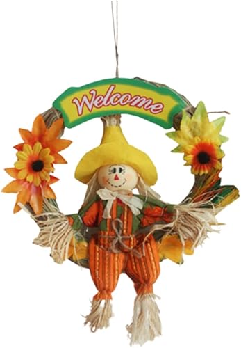2 adornos colgantes de espantapájaros, guirnalda de espantapájaros, corona de Halloween, Acción de Gracias, decoración de fiesta