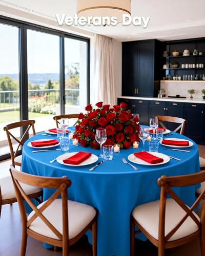 Image of Pureegg Plastic Table Cloth Disposable 8 Pack, 84'' Round Table Cloths, Graduation Decorations Class of 2026, Graduation Party Tablecloths, Round, Plastic Cover, Leakproof & Sturdy, Blue
