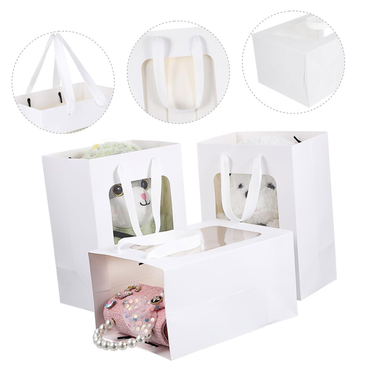 Geschenktüten mit Fenster 25 Stück aus Papier Weiß