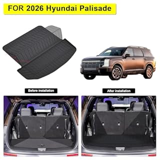 Floor Mats for 2026 Hyundai Palisade Accessories 7-seat (Not Hybrid), Cargo Mat Custom TPE All Weather Protection Full Coverage Trunk Liner & Floor Liner for Palisade car mat Accessories-Black
